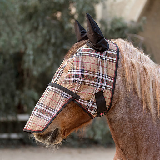 Kensington Equine Draft Horse Fly Mask w/Ears & Nose Full UV Coverage In Deluxe Black