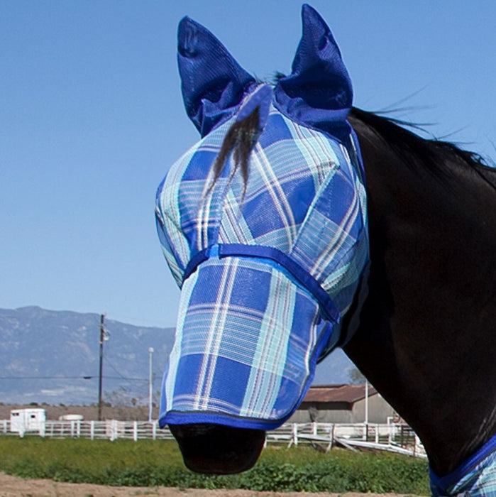Kensington Equine Horse Fly Mask w/ Ears & Nose Full UV Coverage In Blue Ice