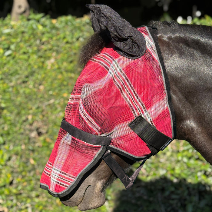 Draft Horse Equine Fly Mask with Ears & Nose - 73% UV + Full Coverage