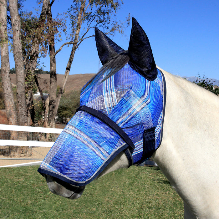 Kensington Equine Horse Fly Mask w/ Ears & Nose Full UV Coverage In Kentucky Blue