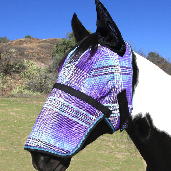 Kensington Equine Horse Fly Mask w/ Ears & Nose Full UV Coverage In Lavender Mint