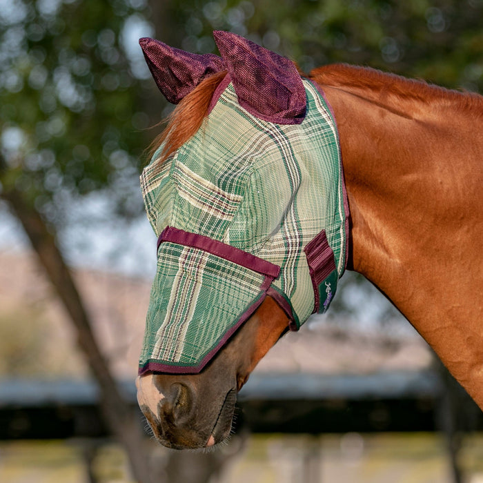 Fly Mask with Long Nose, Ears & 73% UV Protection