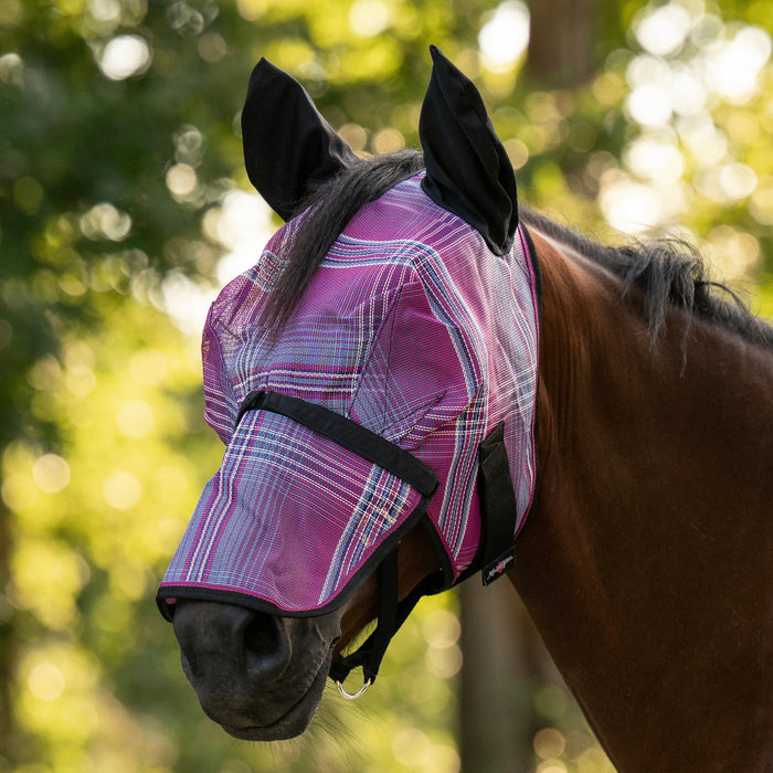 Fly Mask with Long Nose, Ears & 73% UV Protection