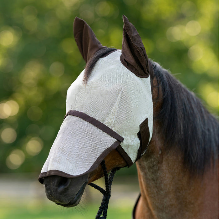 Fly Mask with Long Nose, Ears & 73% UV Protection