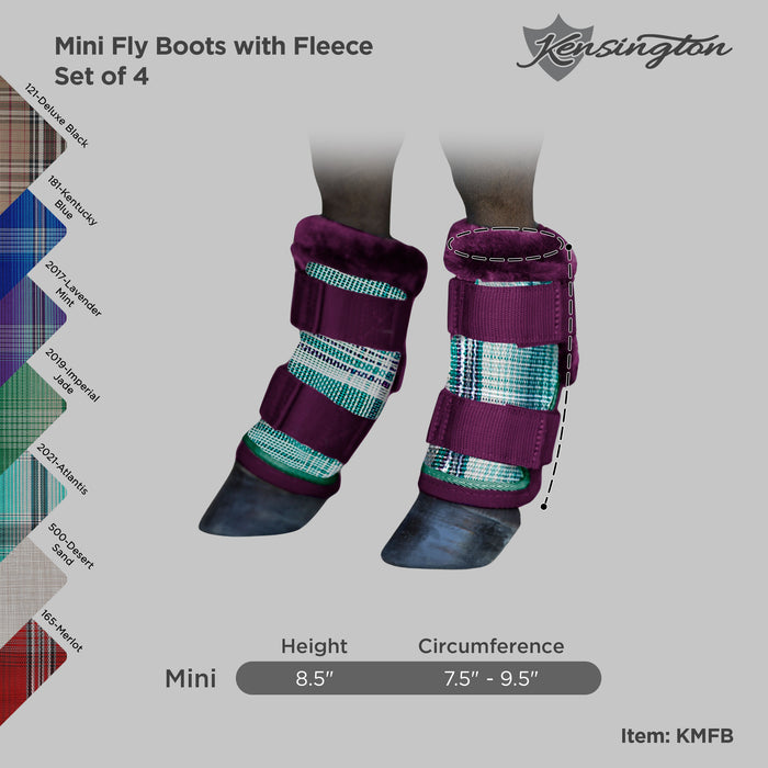 Mini Donkey Fly Boots with Fleece Trim - Set of 4 - 73% UV + Fly Protection