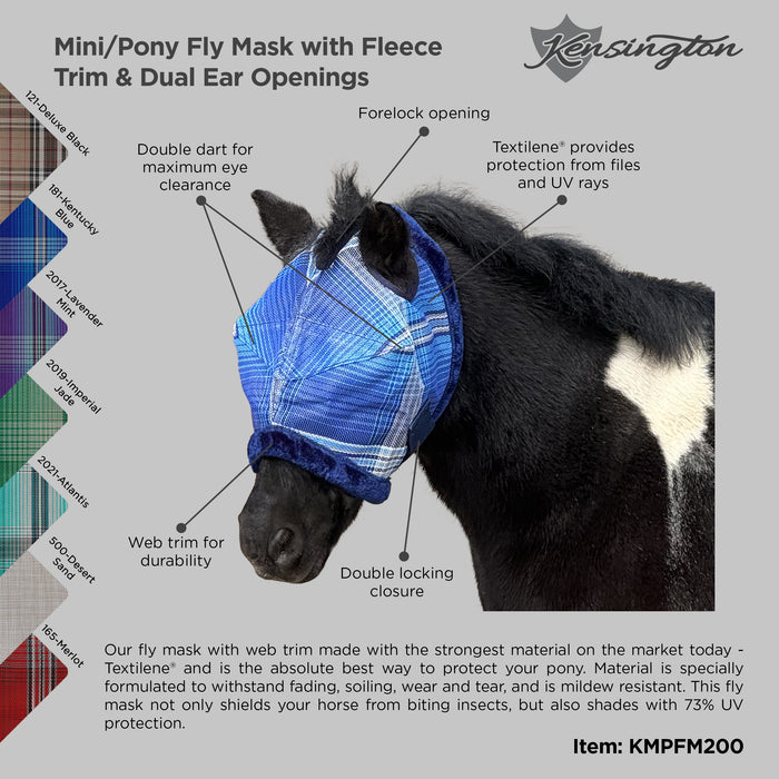 Mini Donkey Fly Mask with Fleece Trim - 73% UV Blocking