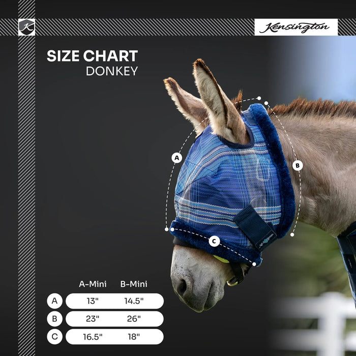Mini Donkey Fly Mask with Fleece Trim - 73% UV Blocking Kensington Protective Products