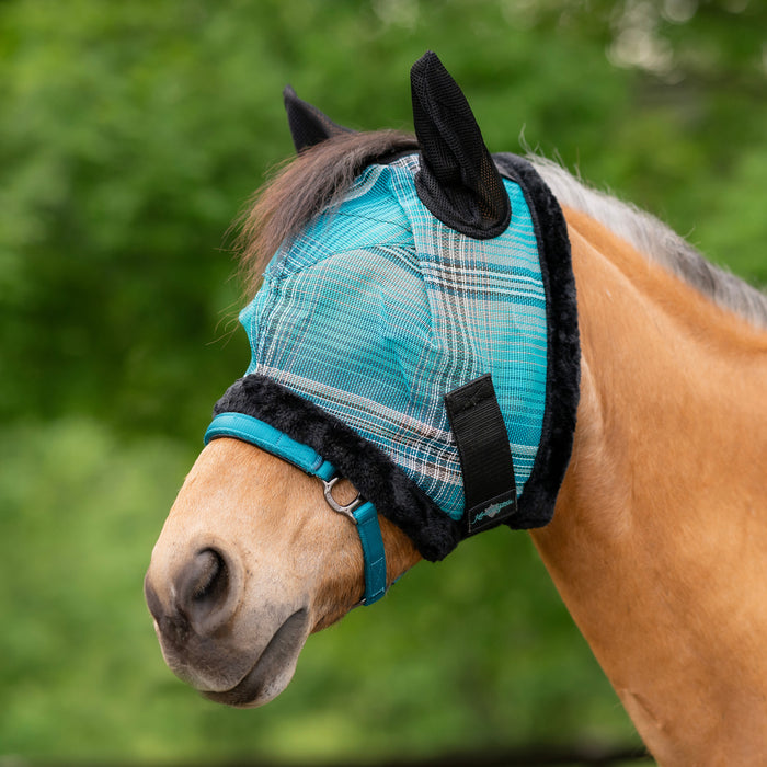 Kensington Equine Pony Fly Mask with Ears & Fleece Trim | UV Blocking In Atlantis