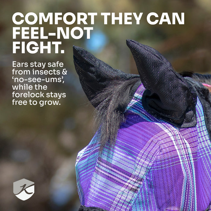 Kensington UViator Horse/Equine Fly Mask Ears & Nose | 90% UV Protection Ear Diagram