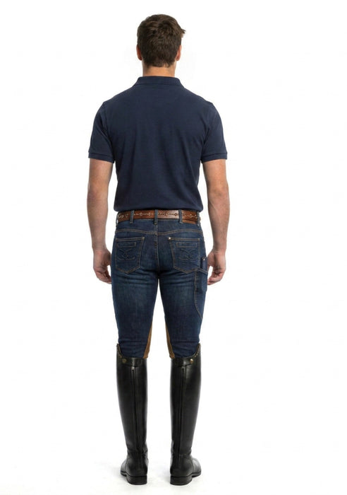MEN'S NEW Equestrian Jean - Knee Patch with Cell Phone Pocket - Vintage Wash
