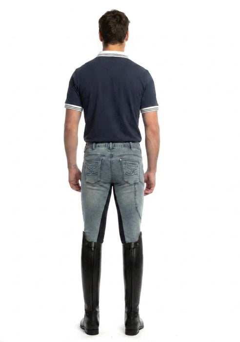 MEN'S NEW Equestrian Jean - Knee Patch with Cell Phone Pocket - Faded Blue