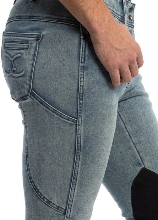 MEN'S NEW Equestrian Jean - Knee Patch with Cell Phone Pocket - Faded Blue