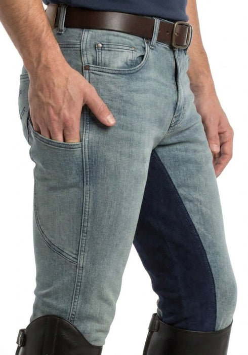 MEN'S NEW Equestrian Jean - Full Seat with Cell Phone Pocket | 4-way stretch - Faded Blue
