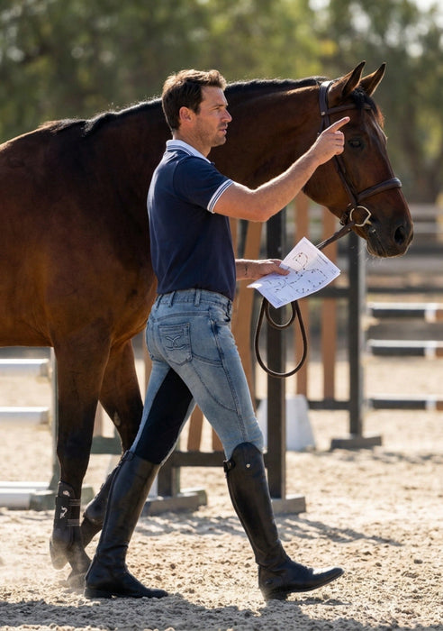 MEN'S NEW Equestrian Jean - Knee Patch with Cell Phone Pocket - Faded Blue