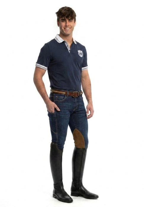 MEN'S NEW Equestrian Jean - Knee Patch with Cell Phone Pocket - Vintage Wash