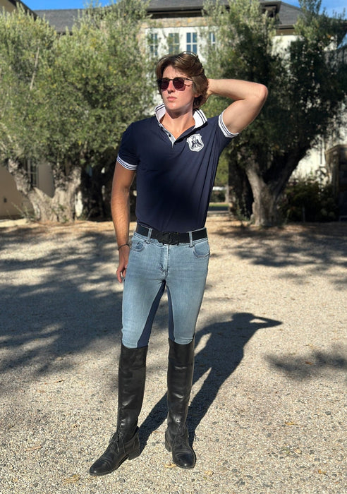MEN'S NEW Equestrian Jean - Full Seat with Cell Phone Pocket | 4-way stretch - Faded Blue