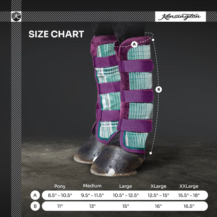 Kensington Equine Pony Fly Boots with Fleece | UV + Fly Protection Size Chart
