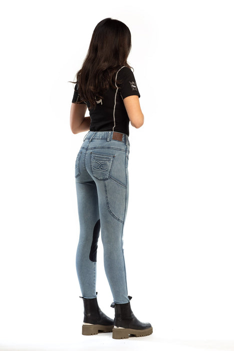 NEW Equestrian Jean - Knee Patch with Cell Phone Pocket - Faded Blue