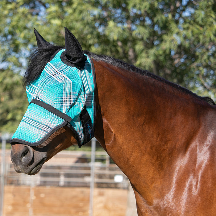 Kensington Equine Horse Fly Mask w/ Ears & Nose Full UV Coverage In Atlantis