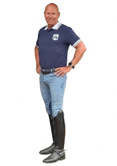 MEN'S NEW Equestrian Jean - Knee Patch with Cell Phone Pocket - Faded Blue