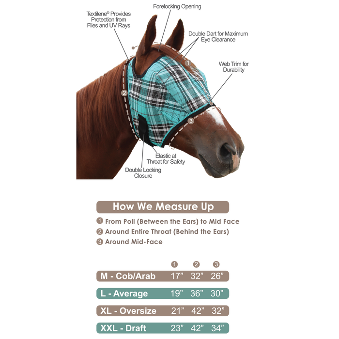 73% UV Fly Mask with Web Trim - Open Ear Design with Forelock Freedom