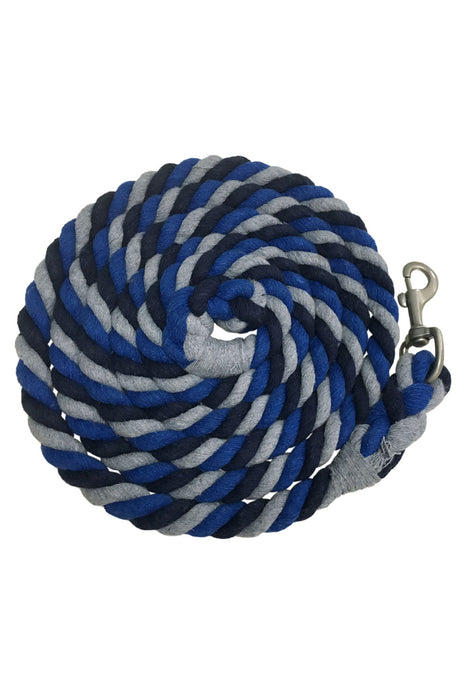 Tri colored horse lead rope in hues of blue and grey. 