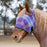 Draft fly mask with open forelock and web trim. Purple
