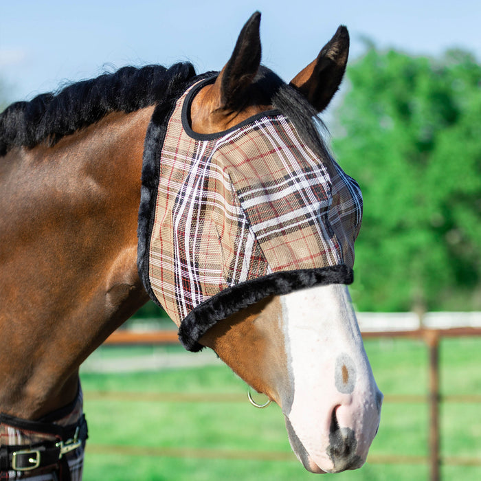 73% UV Fly Mask with Fleece Trim - Open Ear Design with Forelock Freedom