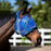 blue Fly Mask with Open Forelock and Fleece Trim. 73% UV protection.