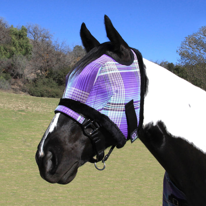 73% UV Fly Mask with Fleece Trim - Open Ear Design with Forelock Freedom