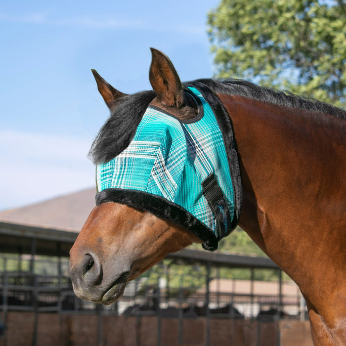 73% UV Fly Mask with Fleece Trim - Open Ear Design with Forelock Freedom