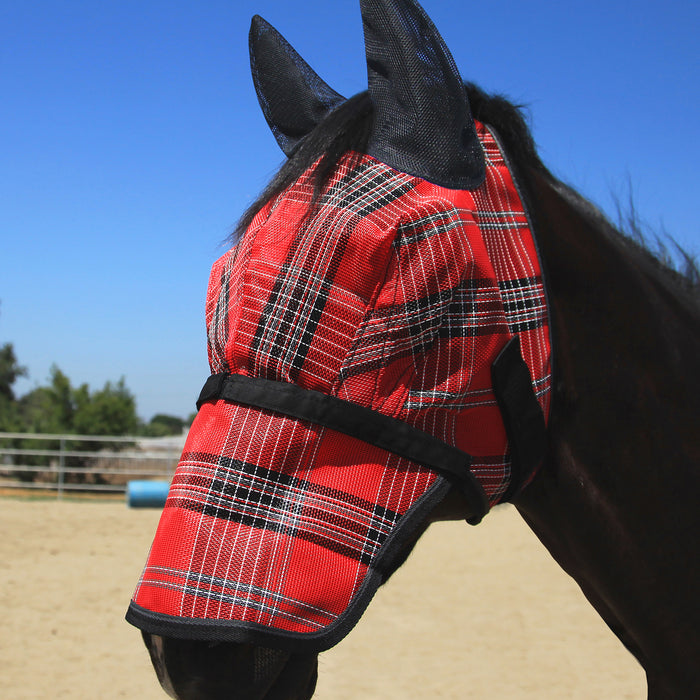 73% UV Fly Mask with Removable Nose - Soft Mesh Ears & Forelock Opening