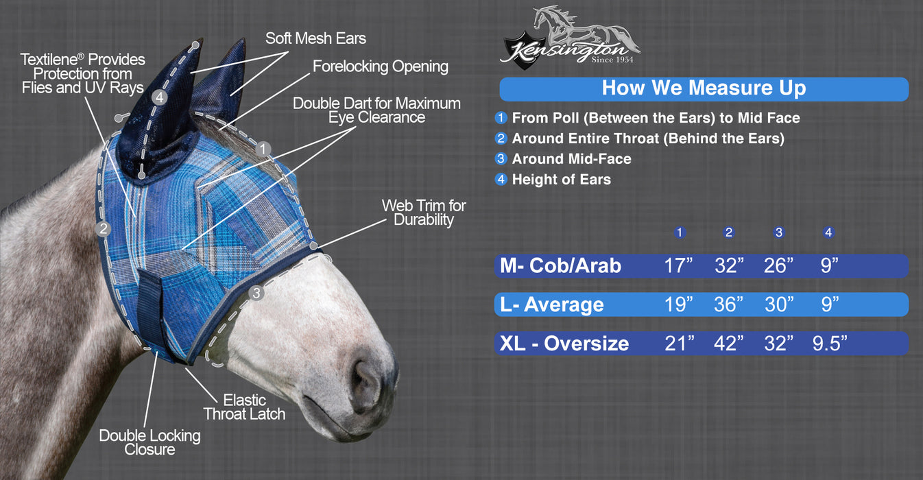 73% UV Fly Mask with Web Trim - Soft Mesh Ears & Forelock Opening 
