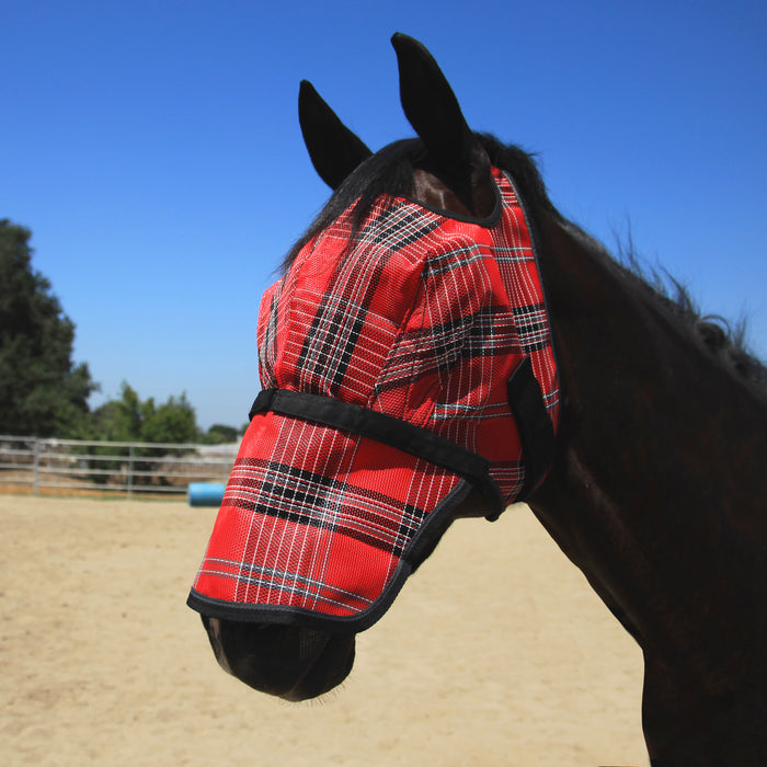 73% UV Fly Mask with Removable Nose - Open Ear Design with Forelock Freedom