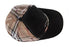 Top of baseball hat in black and tan. 