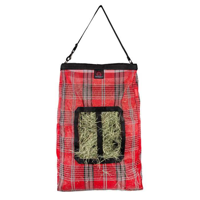 Two flake hay bag in red.