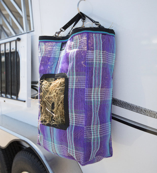 Two flake hay bag in purple.