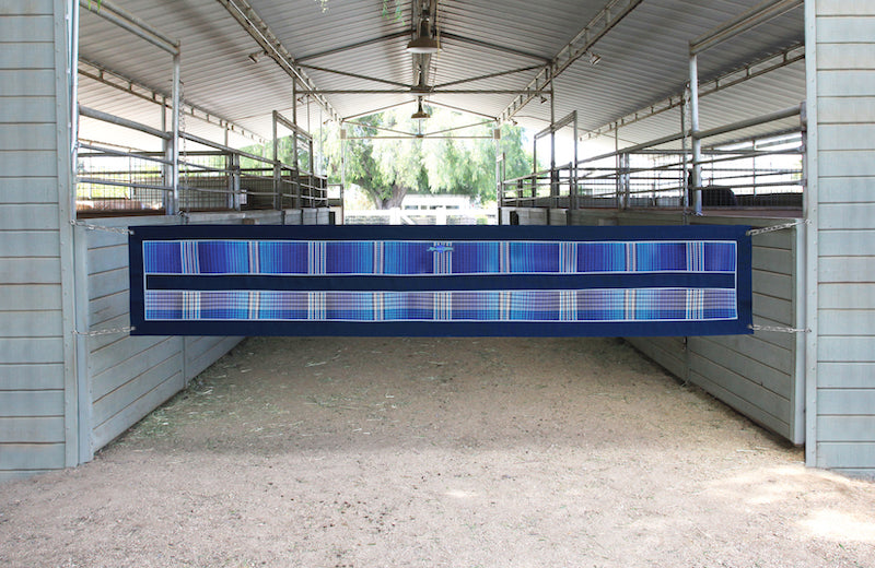 Barn aisle guard in royal and navy.