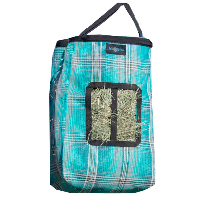 Two flake hay bag in aqua.